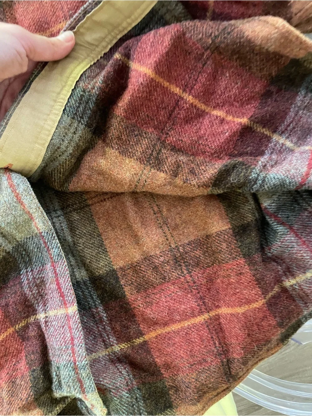 Polo by Ralph Lauren Red, Green & Brown Plaid Button-Down Shirt 100% wool